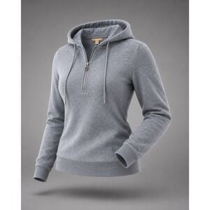Michael Michael Kors Womens Blue Heather 1/4 Zip Hoodie Sweatshirt Small MK Logo